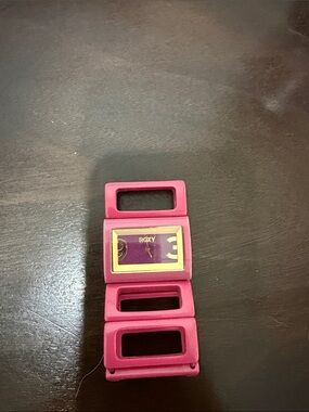 Roxy Hot Pink Silicone Watch Bracelet with Purple Dial
